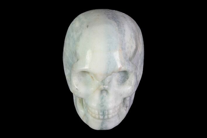 Realistic, Carved, White and Green Jade Skull #116565